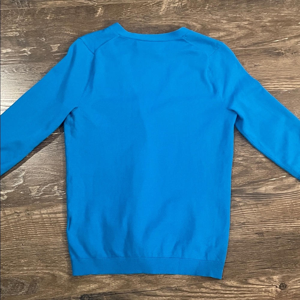 Lands' End Bright‎ Blue V-Neck Three quarter sleeve Cardigan Size XS - Picture 4 of 6
